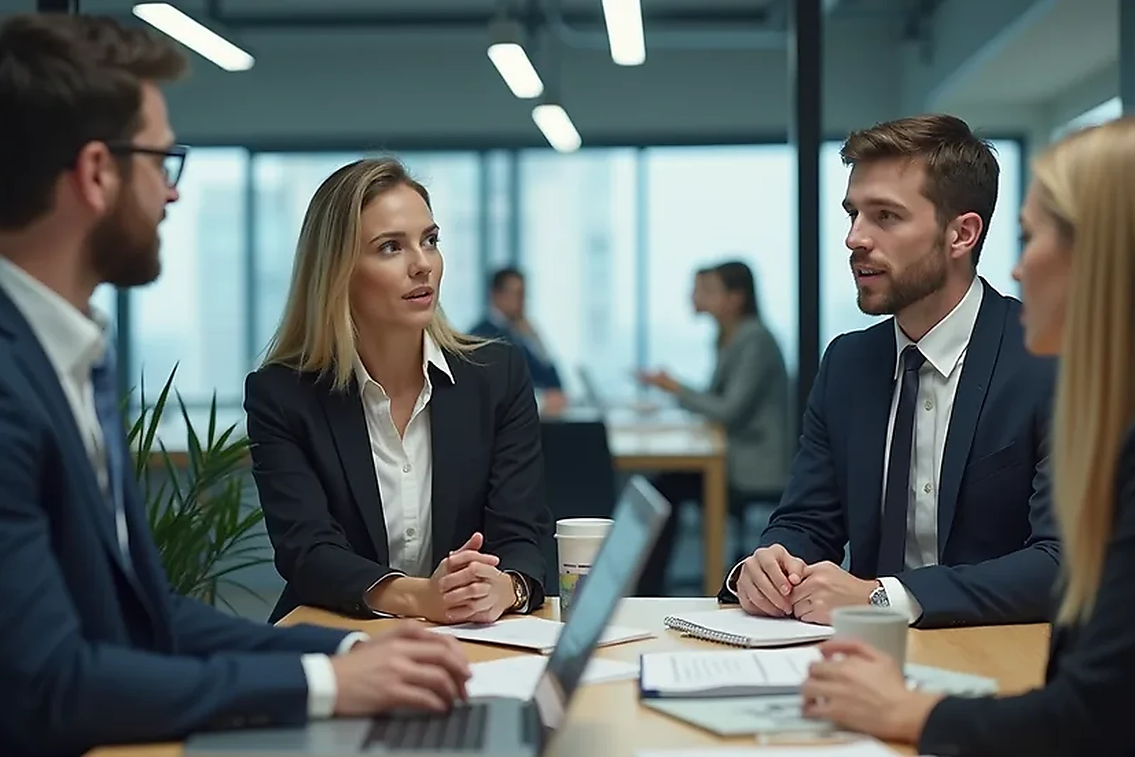 Profissionais colaborando em projeto de tecnologia